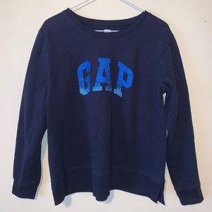 Gap navy sparkley blue crew neck